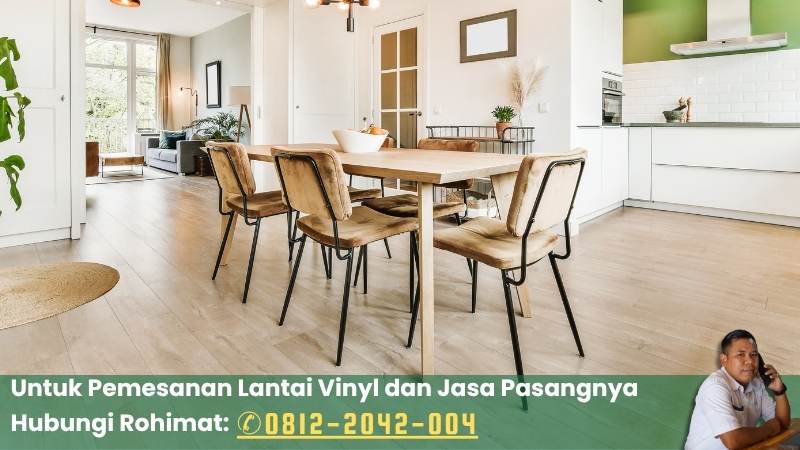 Lantai Vinyl yang Terpasang di ruang makan atau dapur