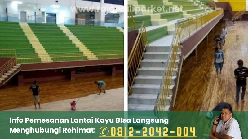 proyek pemasangan lantai kayu jati di gor bekasi